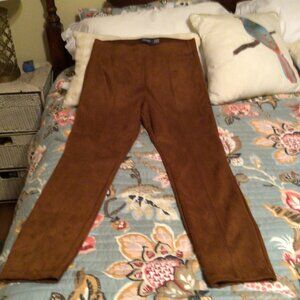 Old Navy Pants Women Small Brown Pull On Suede Stretch Stevie Polyester Blend